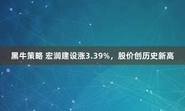 黑牛策略 宏润建设涨3.39%,股价创历史新高